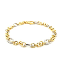 Load image into Gallery viewer, 14k Two-Tone Gold Rope Motif Oval and Round Link Chain Bracelet

