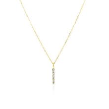 Load image into Gallery viewer, 14k Yellow Gold Bar Pendant with Diamonds
