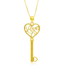 Load image into Gallery viewer, 14k Yellow Gold Skeleton Key Style LOVE Pendant
