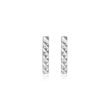 Load image into Gallery viewer, 14k White Gold Textured Bar Earrings

