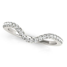 Load image into Gallery viewer, 14k White Gold Wavy Design Round Diamond Wedding Ring (1/6 cttw)
