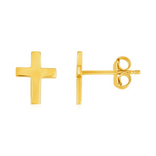 Load image into Gallery viewer, 14k Yellow Gold Post Earrings with Crosses
