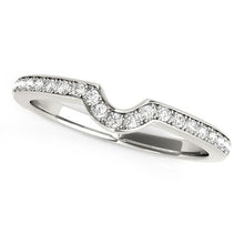 Load image into Gallery viewer, 14k White Gold Modern Curved Prong Set Diamond Wedding Band (1/8 cttw)
