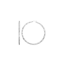 Load image into Gallery viewer, Sterling Silver Large Hoop Earrings with Hammered Texture
