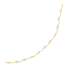 Load image into Gallery viewer, 14k Yellow Gold Arc Link Necklace with White Pearls
