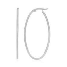 Load image into Gallery viewer, 14k White Gold Slim Oval Shape Hoop Earrings
