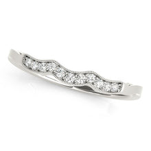 Load image into Gallery viewer, 14k White Gold Wave Style Milgrained Diamond Wedding Ring (1/20 cttw)
