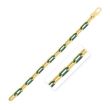 Load image into Gallery viewer, 14k Yellow Gold Malachite Paperclip Gem Link Bracelet (7.00 mm)
