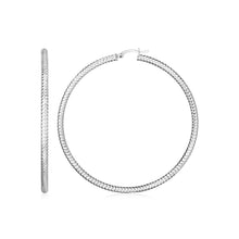 Load image into Gallery viewer, Sterling Silver Large Hoop Earrings with Braid Texture
