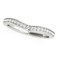 Load image into Gallery viewer, 14k White Gold Curved Diamond Wedding Band (1/6 cttw)
