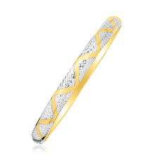Load image into Gallery viewer, 10k Two-Tone Gold Textured Zigzag Style Bangle
