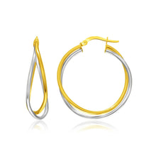 Load image into Gallery viewer, 14k Two-Tone Gold Interlaced Double Row Earrings
