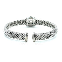 Load image into Gallery viewer, Popcorn Texture Cuff Bangle with Blue Topaz and Diamonds in Sterling Silver
