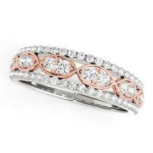 Load image into Gallery viewer, 14k White And Rose Gold Doulbe Diamond Infinity Design Band (3/8 cttw)
