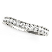 Load image into Gallery viewer, 14k White Gold Bead Border Curved Diamond Wedding Ring (1/4 cttw)
