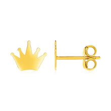 Load image into Gallery viewer, 14k Yellow Gold Post Earrings with Crowns
