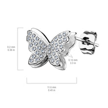 Load image into Gallery viewer, 925 Silver CZ Paved Layered Butterfly Stud Earrings
