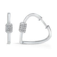 Load image into Gallery viewer, 10K White Gold 3/8 Cttw Lab Grown Diamond Heart Shaped Huggie Hoop Earrings
