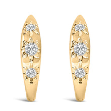 Load image into Gallery viewer, 10K White Gold 1/5 Cttw Lab Grown Diamond Three Stone Huggie Hoop Earrings
