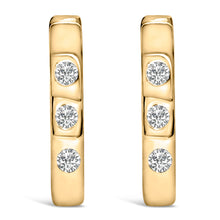 Load image into Gallery viewer, 10K White Gold 1/10 Cttw Three Stone Lab Grown Diamond Oval Huggies Hoop Earrings
