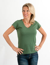 Load image into Gallery viewer, Clearance Women's Bamboo V-Neck Cap Sleeve T-Shirt
