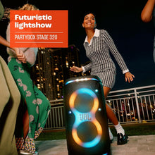 Load image into Gallery viewer, JBL Party Box Stage 320 Bluetooth Party Speaker Illuminated Splash‑Resistant 240W
