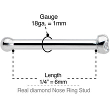 Load image into Gallery viewer, 18G Solid 14k White Gold 1.5mm Genuine Diamond Nose Bone
