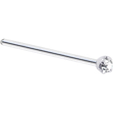 Load image into Gallery viewer, Solid 14K White Gold 2mm Clear Cubic Zirconia Nose Ring
