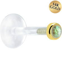 Load image into Gallery viewer, 16G 5/16 Solid 14K Yellow Gold 2mm Genuine Labradorite Bioplast Tragus Earring Stud
