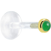 Load image into Gallery viewer, 16G 5/16 Solid 14K Yellow Gold 2mm Genuine Jade Bioplast Tragus Earring Stud

