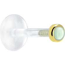 Load image into Gallery viewer, 16G 5/16 Solid 14K Yellow Gold 2mm Genuine Aventurine Quartz Bioplast Tragus Earring Stud
