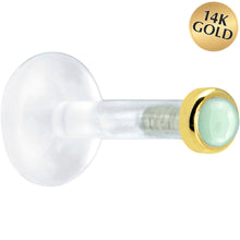 Load image into Gallery viewer, Solid 14K Yellow Gold 2mm Genuine Aventurine Quartz Bioplast Push in Labret
