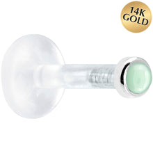 Load image into Gallery viewer, Solid 14K White Gold 2mm Genuine Aventurine Quartz Bioplast Push in Labret
