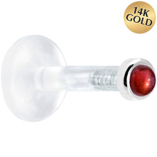 Load image into Gallery viewer, Solid 14K White Gold 2mm Genuine Red Garnet Bioplast Push in Labret
