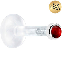 Load image into Gallery viewer, Solid 14K White Gold 2mm Genuine Ruby Bioplast Push in Labret
