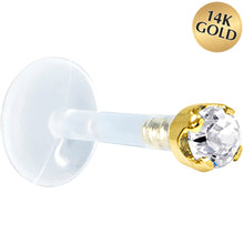 Load image into Gallery viewer, Solid 14K Yellow Gold 1.5mm Genuine Diamond Bioplast Push in Labret
