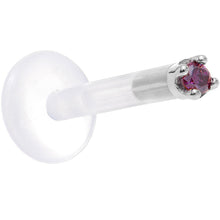 Load image into Gallery viewer, Solid 14K White Gold 1.5mm Genuine Purple Diamond Bioplast Push in Labret

