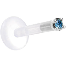 Load image into Gallery viewer, Solid 14K White Gold 1.5mm Genuine Blue Diamond Bioplast Push in Labret

