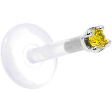 Load image into Gallery viewer, Solid 14K White Gold 1.5mm Genuine Yellow Diamond Bioplast Push in Labret
