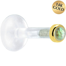Load image into Gallery viewer, Solid 14K Yellow Gold 2mm Genuine Labradorite Bioplast Push in Monroe
