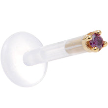 Load image into Gallery viewer, Solid 14K Yellow Gold 1.5mm Genuine Purple Diamond Bioplast Push in Monroe
