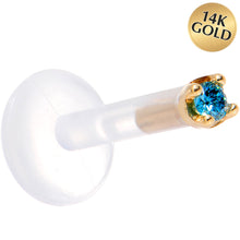 Load image into Gallery viewer, Solid 14K Yellow Gold 1.5mm Genuine Blue Diamond Bioplast Push in Monroe
