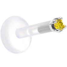 Load image into Gallery viewer, Solid 14K White Gold 1.5mm Genuine Yellow Diamond Bioplast Push in Monroe
