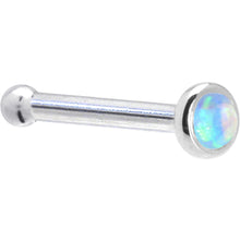 Load image into Gallery viewer, Solid 14K White Gold 2mm Light Blue Synthetic Opal Nose Ring
