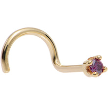 Load image into Gallery viewer, Solid 14K Yellow Gold 1.5mm Genuine Purple Diamond Nose Ring
