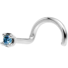 Load image into Gallery viewer, Solid 14K White Gold 1.5mm Genuine Blue Diamond Nose Ring
