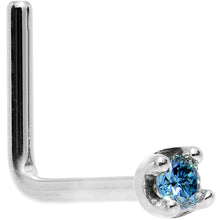 Load image into Gallery viewer, 14k White Gold 2mm Lab Grown Blue Diamond Nose Ring
