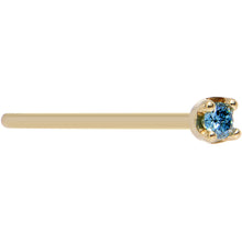 Load image into Gallery viewer, Solid 14K Yellow Gold 1.5mm Genuine Blue Diamond Nose Ring

