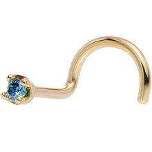 Load image into Gallery viewer, Solid 14K Yellow Gold 1.5mm Genuine Blue Diamond Nose Ring
