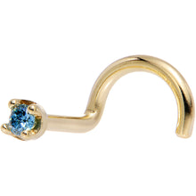Load image into Gallery viewer, Solid 14K Yellow Gold 1.5mm Genuine Blue Diamond Nose Ring
